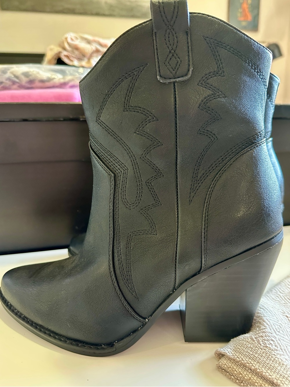 Penn Black Western-Inspired Women's Ankle Boot Size 10WW